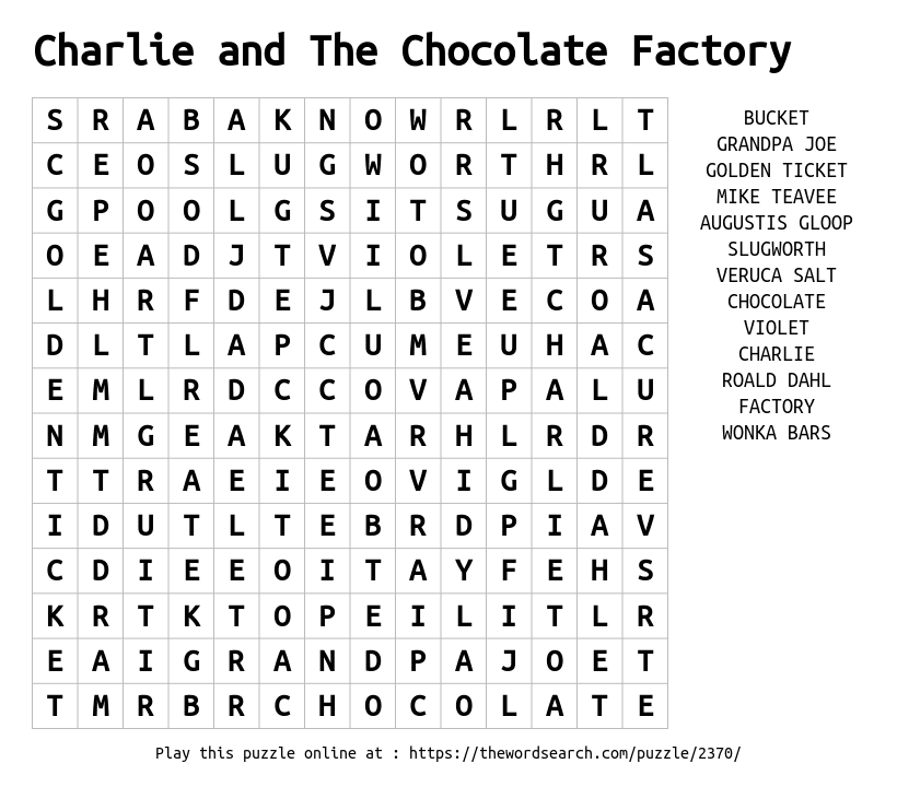 Free Printable Chocolate Word Searches Word Search Maker