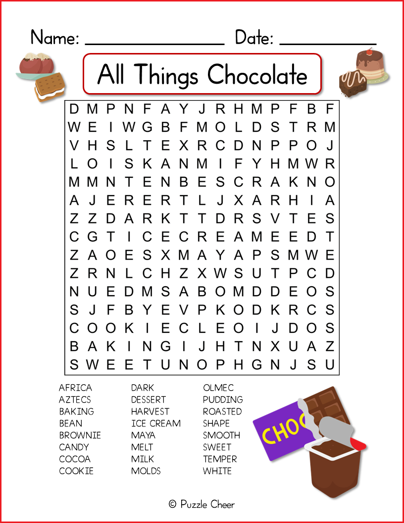 Free Printable Chocolate Word Searches Word Search Maker