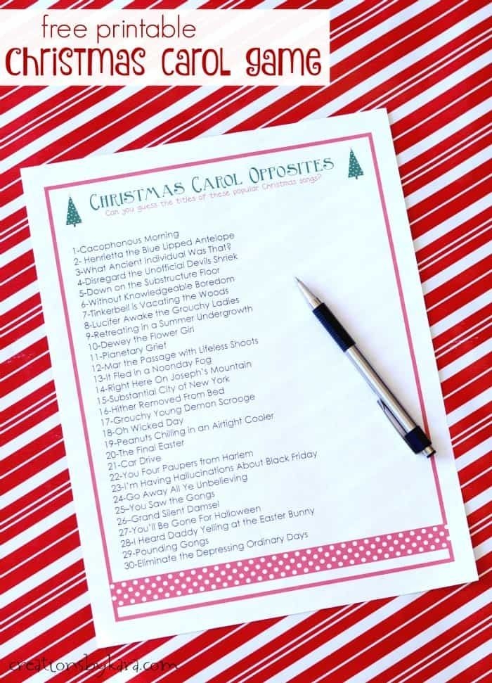 Free Printable Christmas Carol Game Can You Figure Out The Titles Of