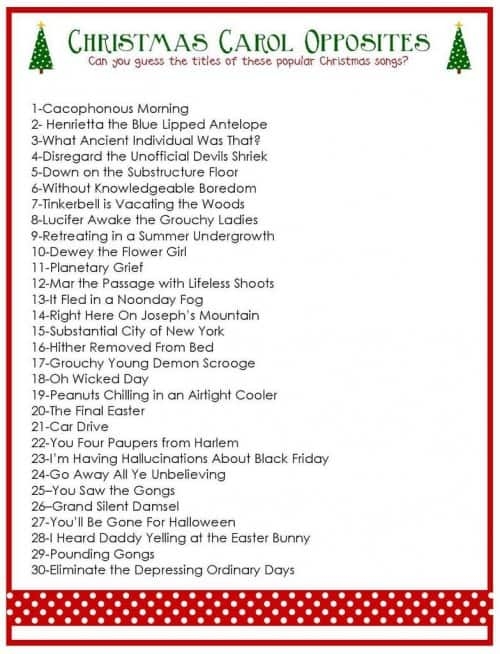 Free Printable Christmas Carol Game With Answers Printable Online
