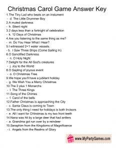 Free Printable Christmas Carol Game