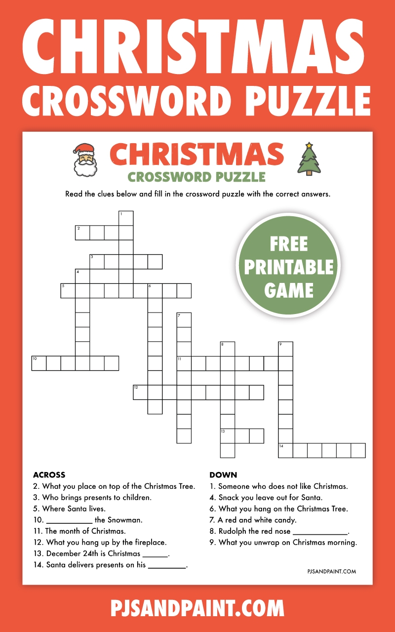 Free Printable Christmas Crossword Puzzle Pjs And Paint Worksheets 