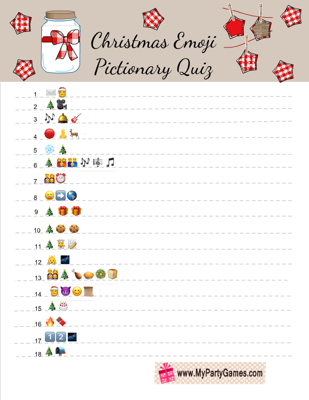 Free Printable Christmas Emoji Pictionary Quiz