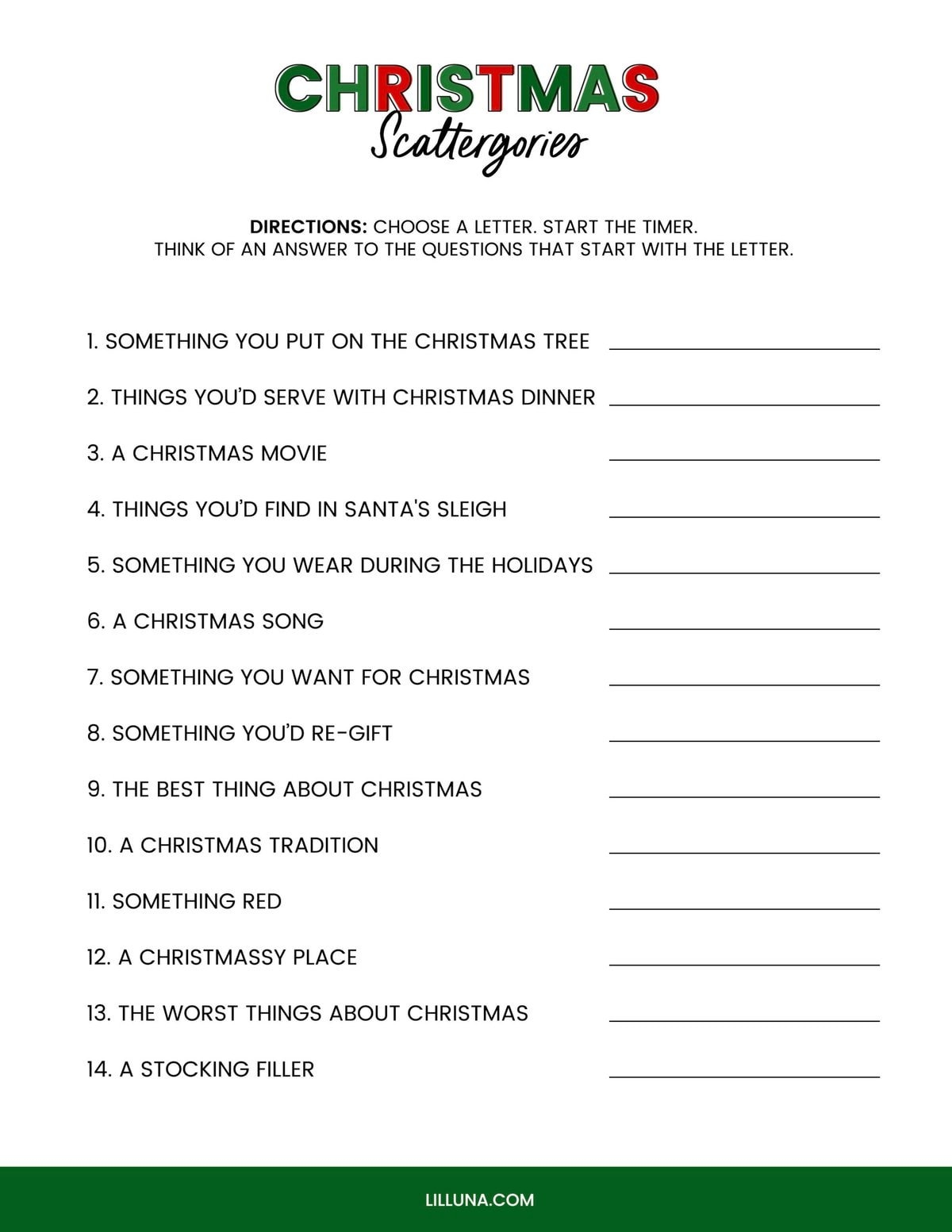 free printable christmas games for the family