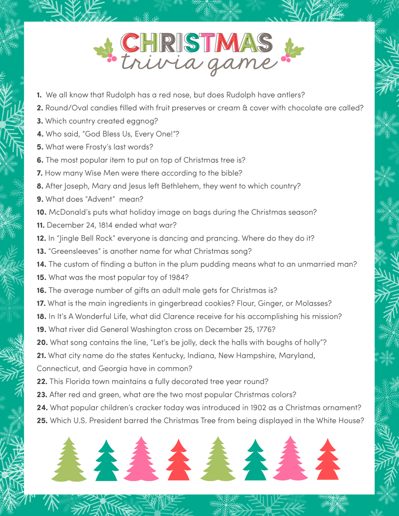 Free Printable Christmas Games For Family Gatherings Pdf Printable Online