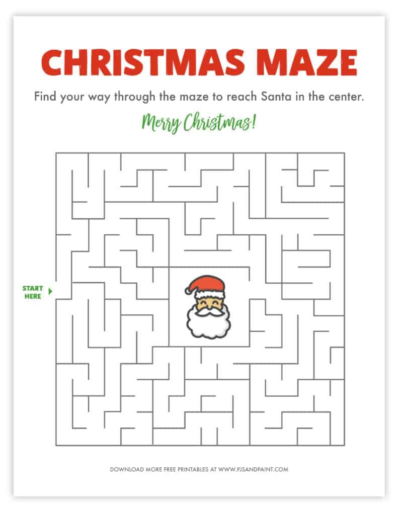 Free Printable Christmas Maze Christmas Games And Activities