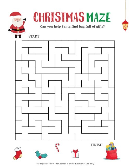 free printable christmas maze games