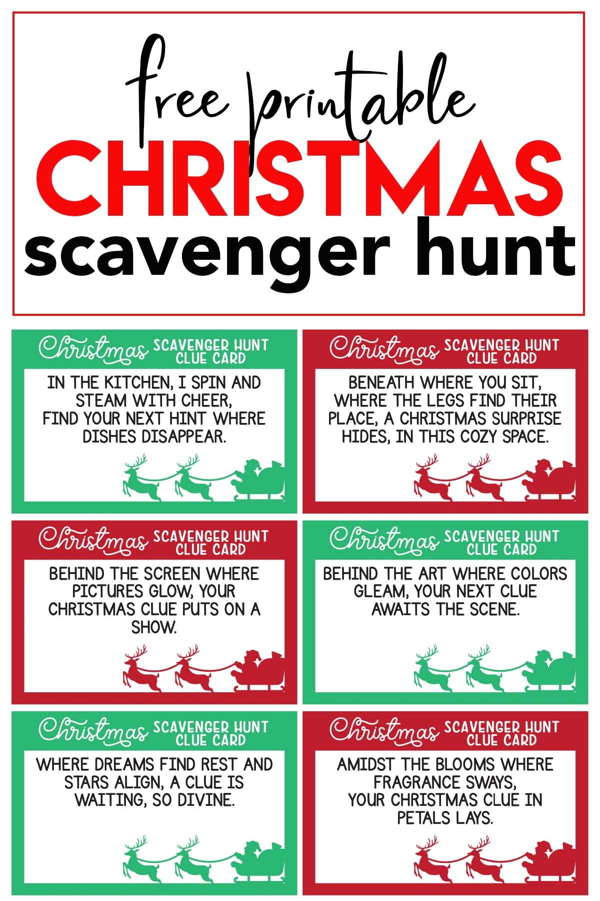 Free Printable Christmas Scavenger Hunt Clues Overstuffed Life