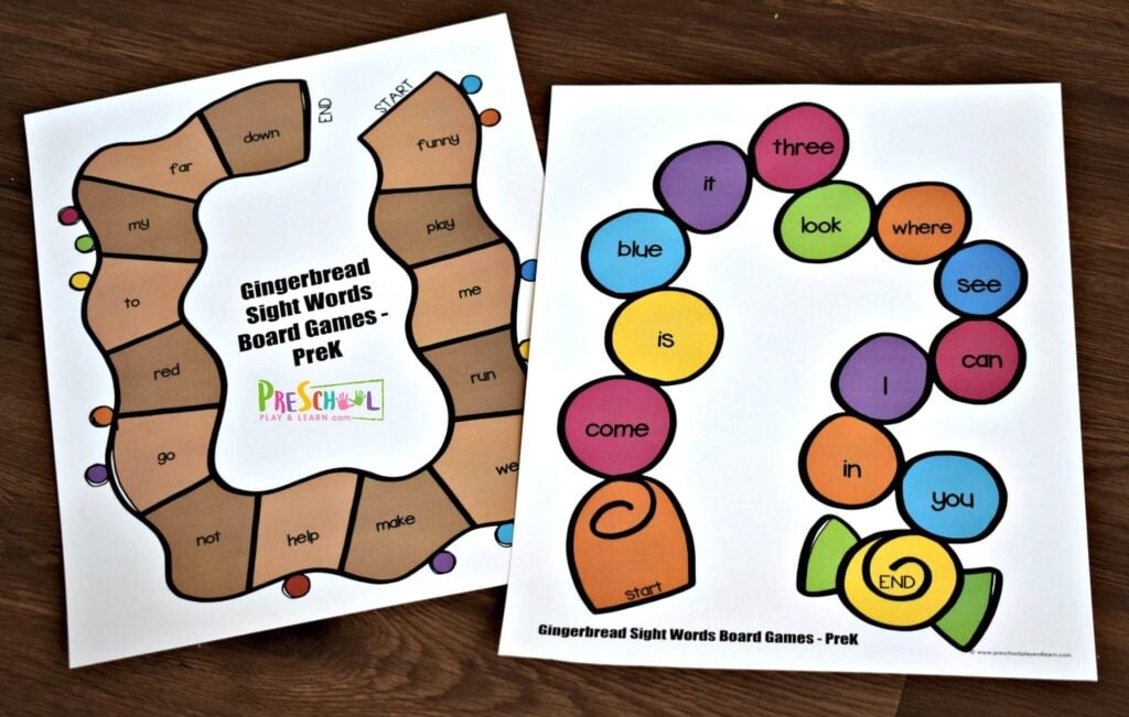 FREE Printable Christmas Sight Word Games For Preschoolers Free 