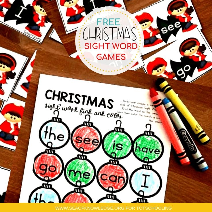 free printable christmas sight word games
