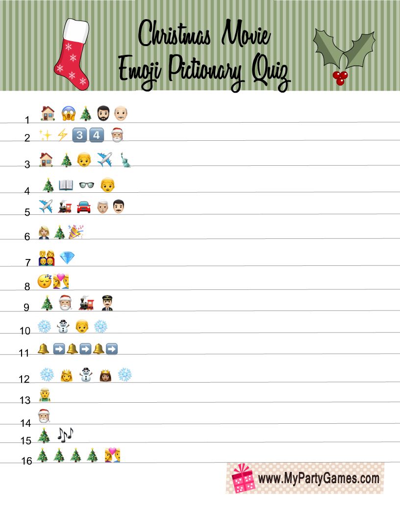 Free Printable Christmas Song Emoji Game