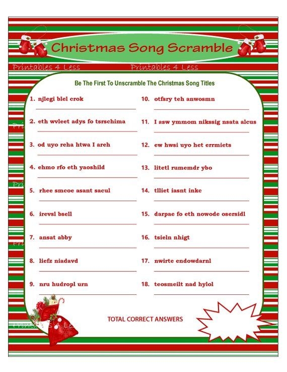 free printable christmas song picture game
