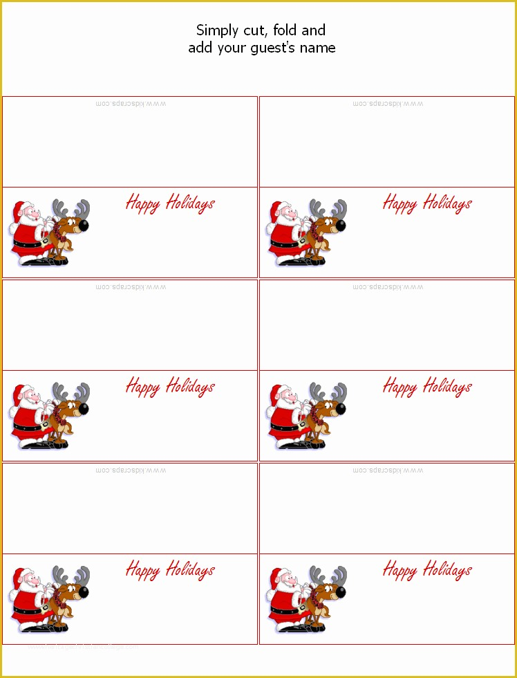 Free Printable Christmas Table Place Cards Template Of Place Cards 