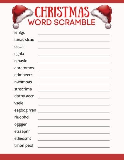 free printable christmas scramble word games