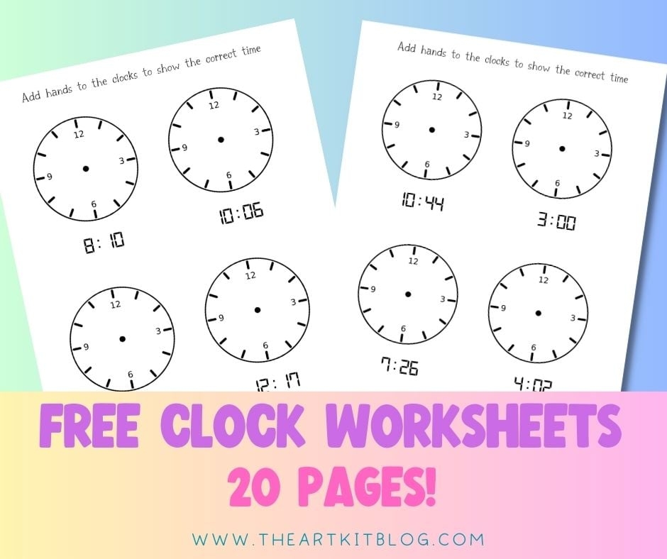 FREE Printable Clock Worksheets The Art Kit