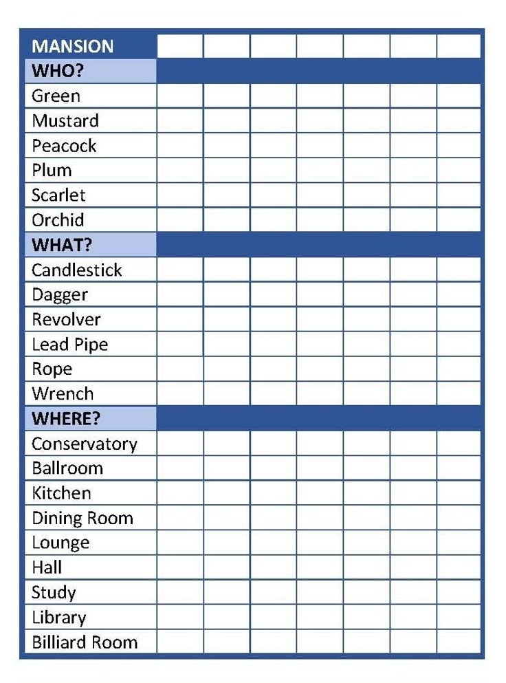 free printable clue game