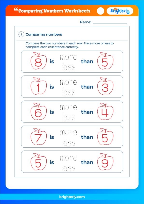 Free Printable Comparing Numbers Worksheets PDFs Brighterly