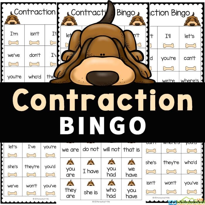 FREE Printable Contraction Bingo Game For Kids History Lessons For 