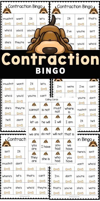 FREE Printable Contraction Bingo Game For Kids In 2022 Contractions 