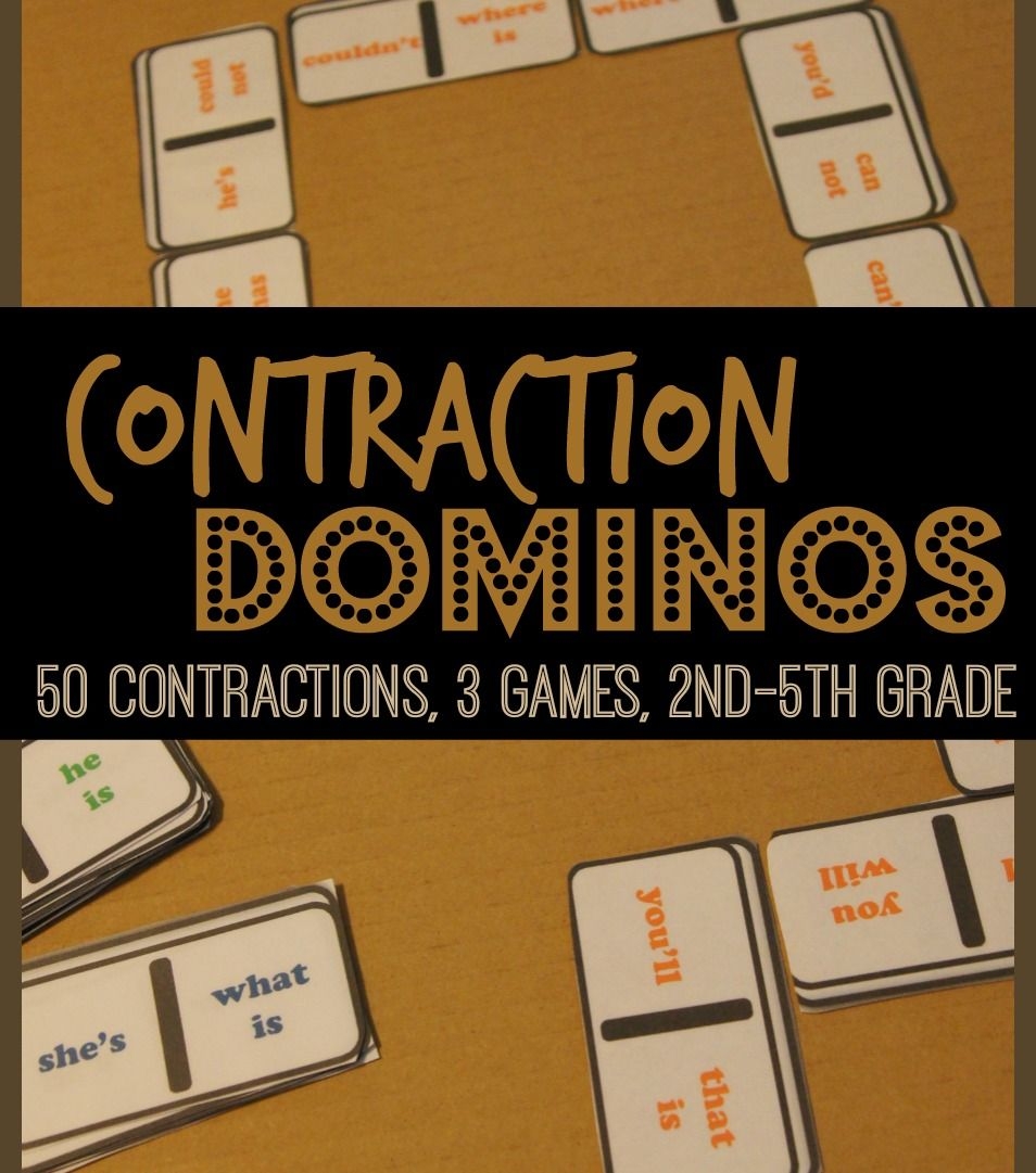FREE Printable Contraction Dominoes Game Third Grade Lessons Domino 