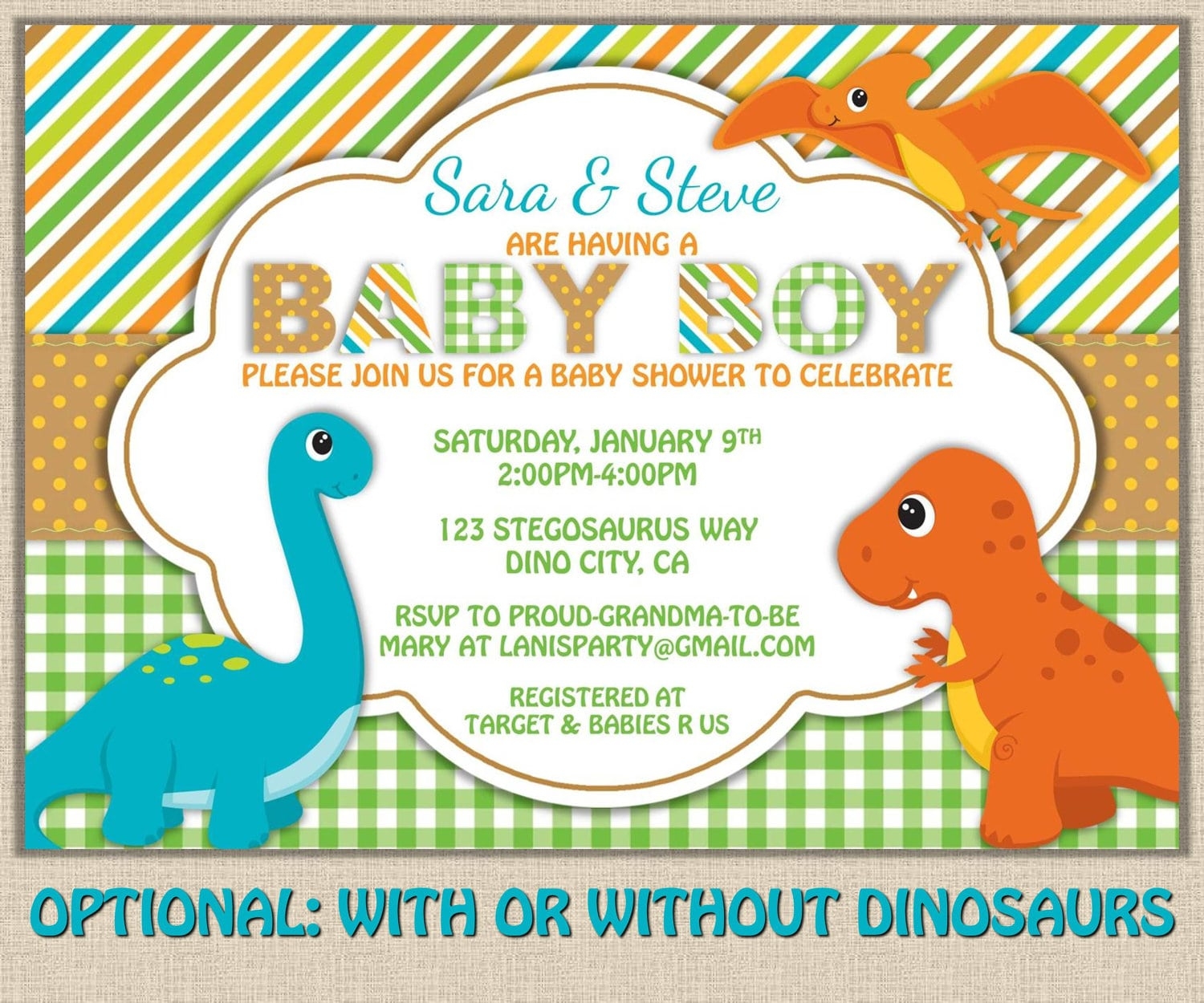 Free Printable Dinosaur Baby Shower Invitation