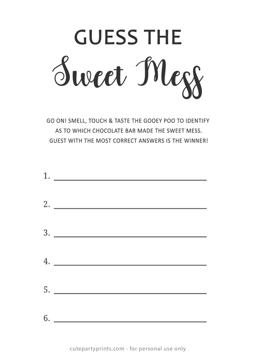 Free Printable Dirty Diaper Baby Shower Game 43 OFF