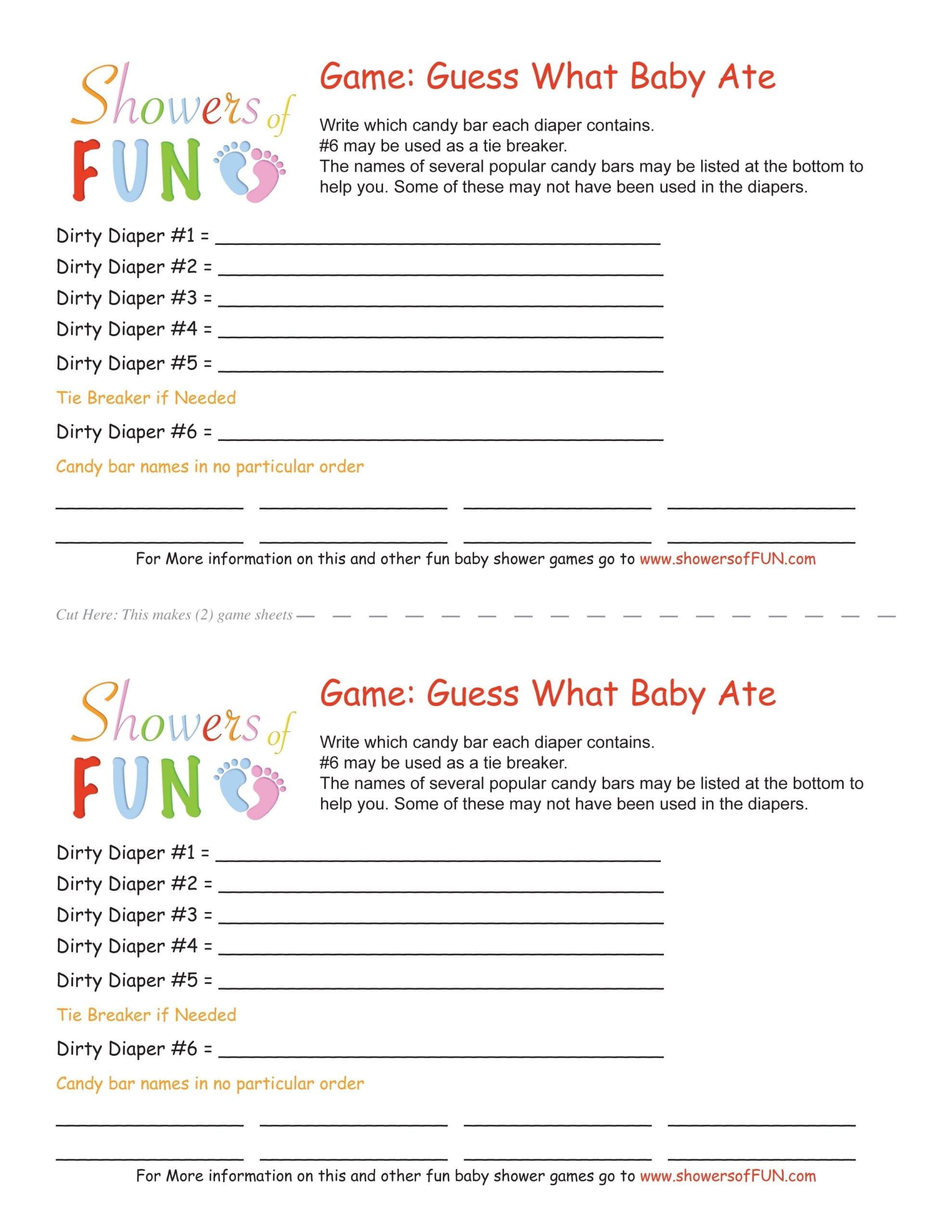 Free Printable Dirty Diaper Game Template Free Printable