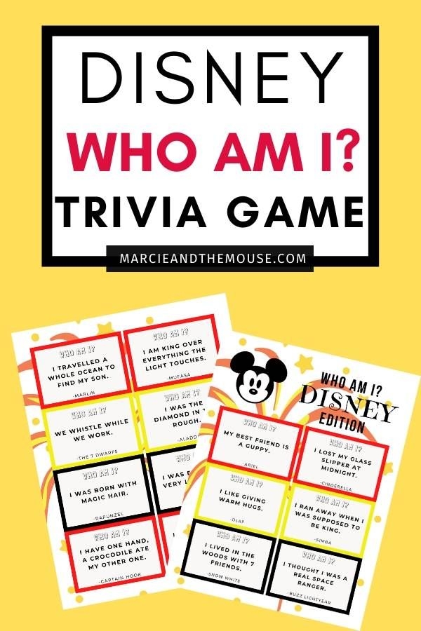 FREE Printable Disney Trivia Game Who Am I Disney Activities 