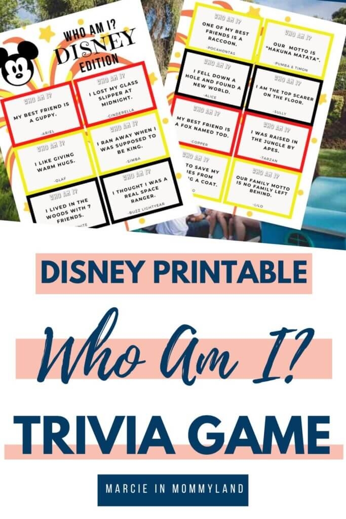 FREE Printable Disney Trivia Game Who Am I 