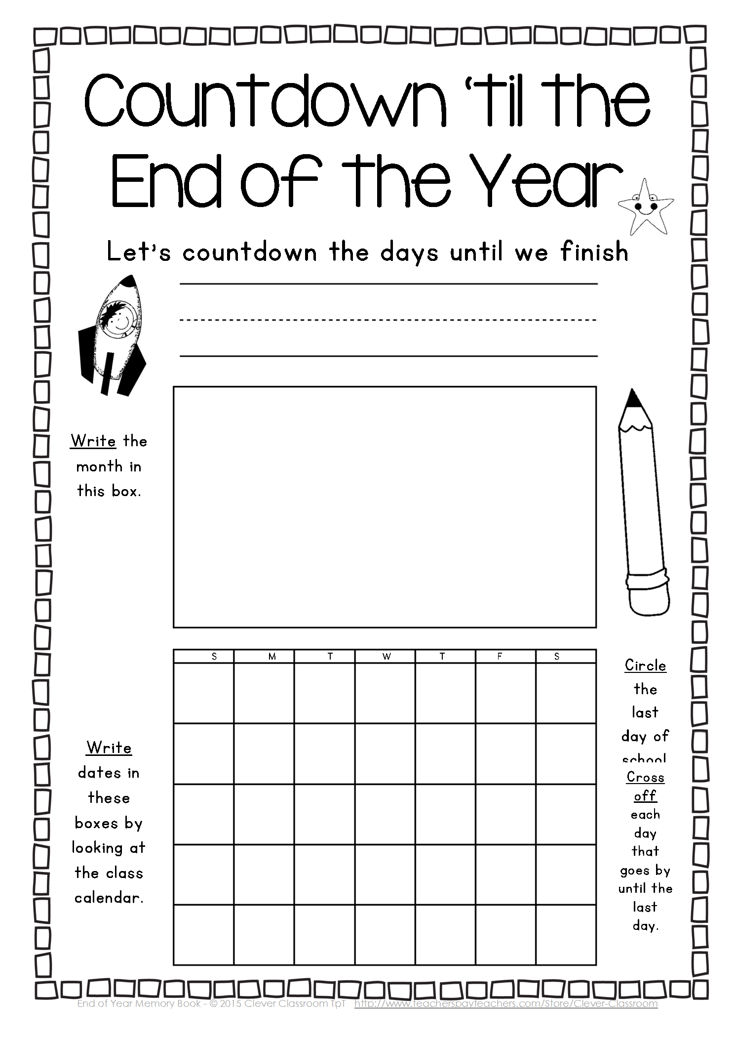 Free Printable End Of Year Activities For Kindergarten Printable 