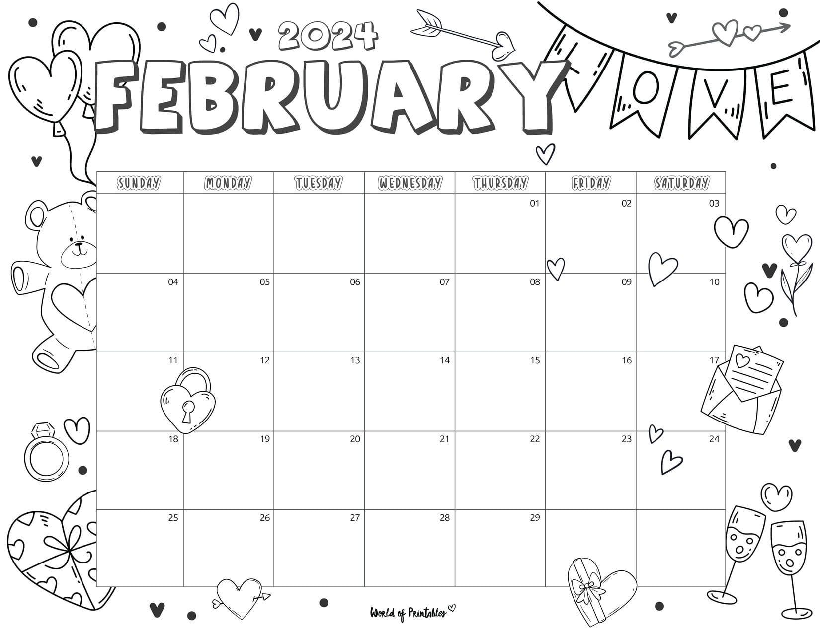 free printable february activity sheets