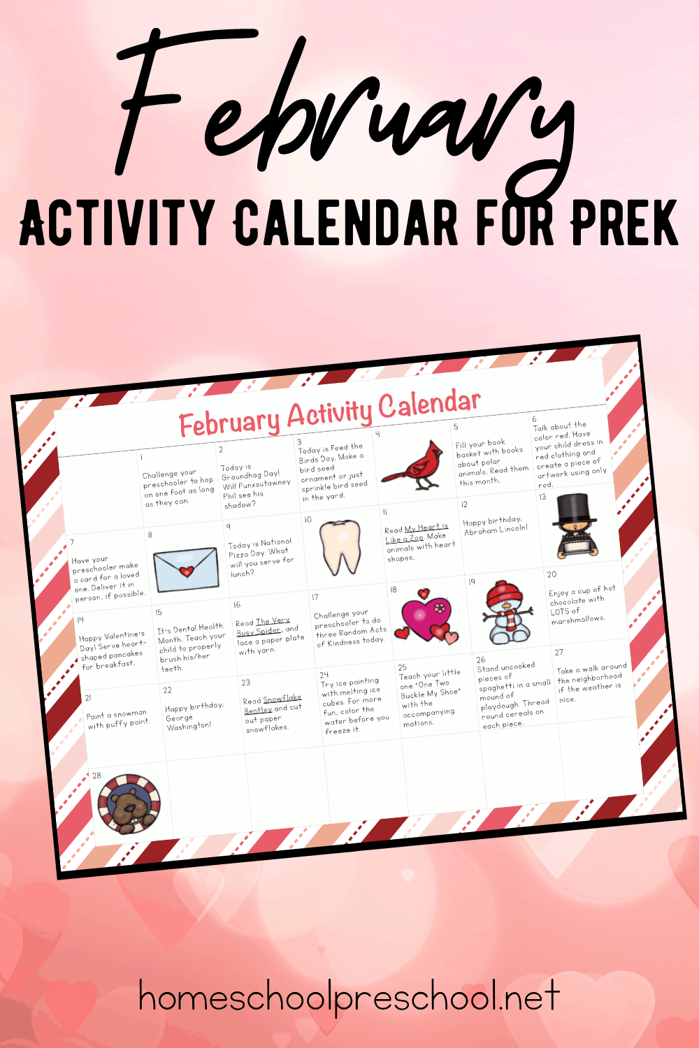 Free Printable February Activity Calendar For Preschool Preschool 