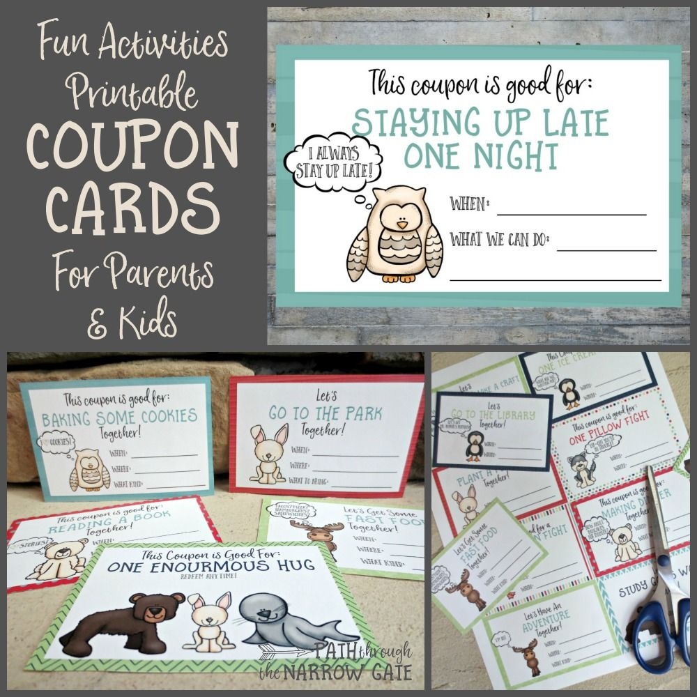 Free Printable Fun Activities Coupon Cards For Kids Money Saving Mom