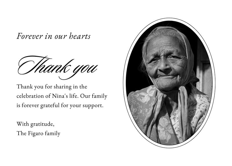 printable funeral thank you card templates