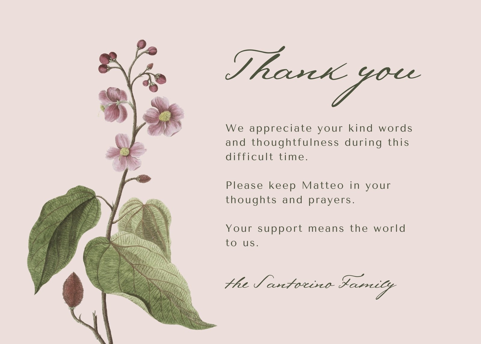 Free Printable Funeral Thank You Card Templates To 51 OFF