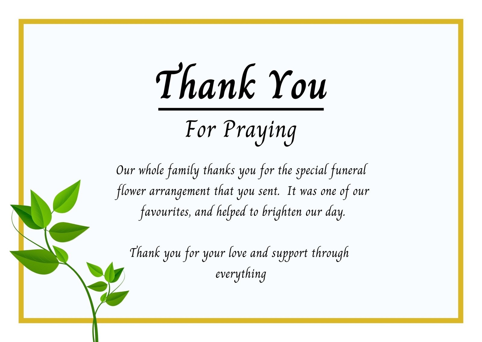 printable funeral thank you card template