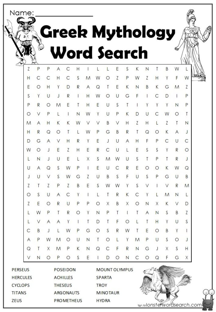 Free Printable Greek Mythology Word Search