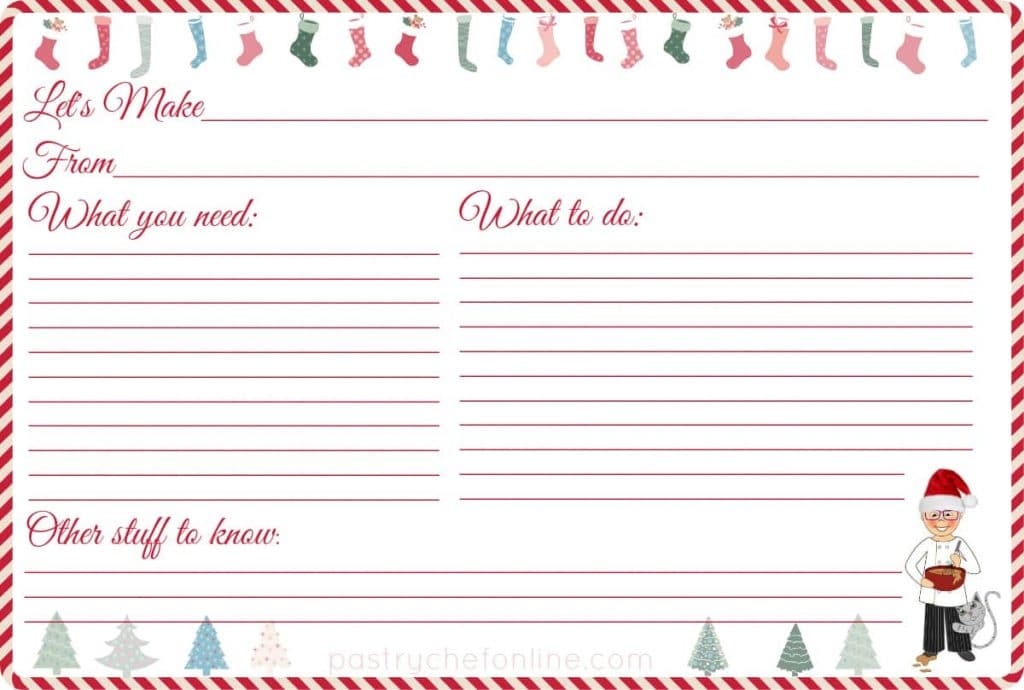 Free Printable Holiday Recipe Card Template Printable Templates