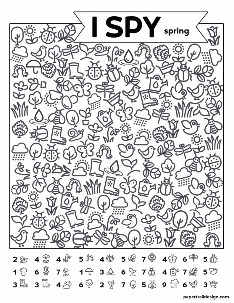 Free Printable I Spy Spring Activity Paper Trail Design