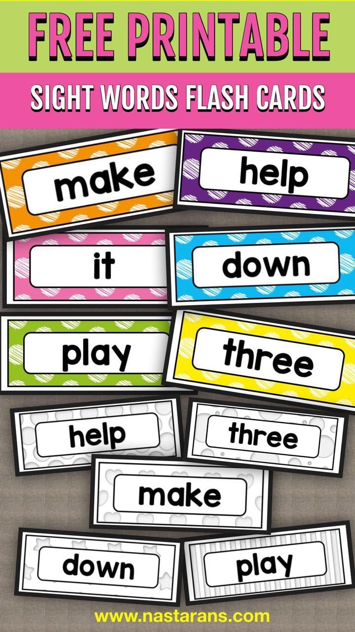 printable sight words flash cards with pictures