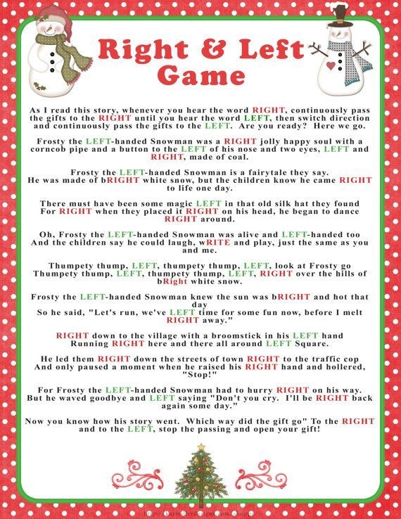 Free Printable Left Right Birthday Game Printable Sight Words List