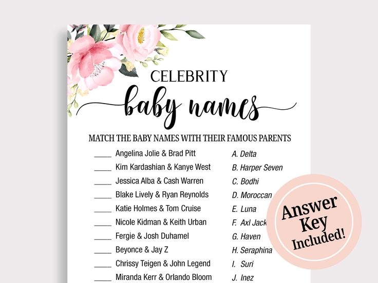Free Printable Match The Celebrity Baby Name Game 41 OFF