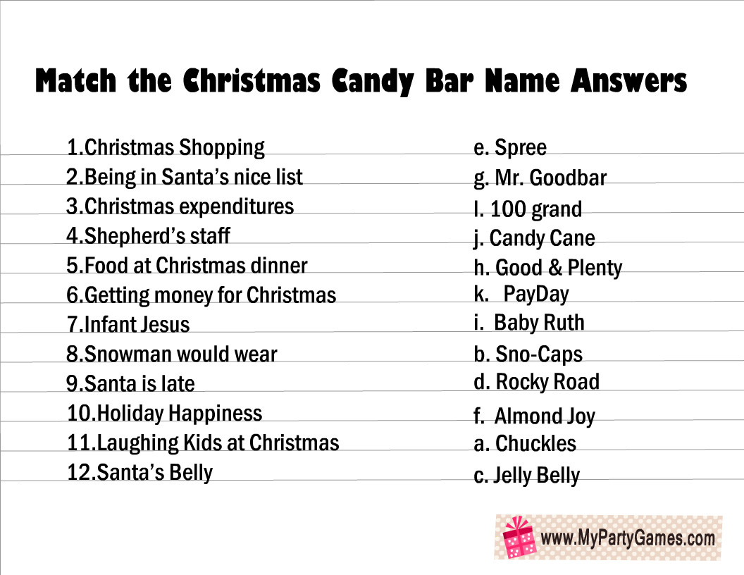 free printable candy bar games