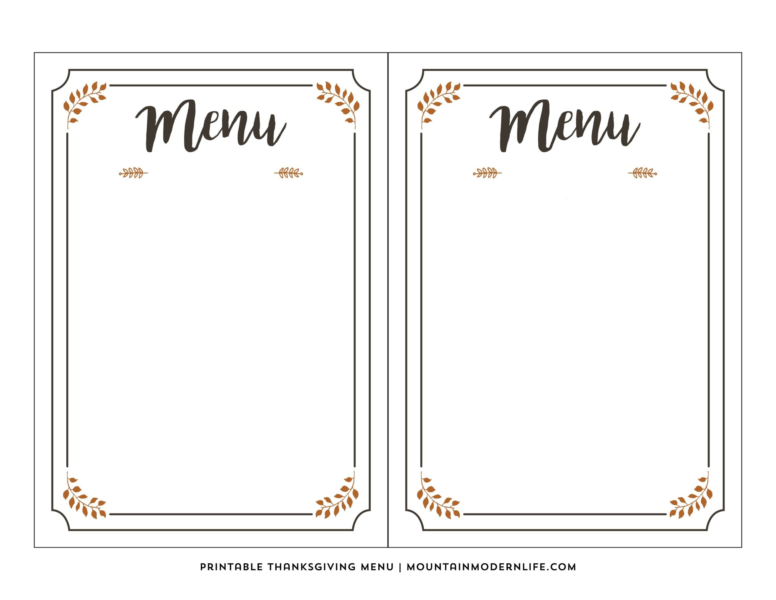 Free Printable Menu Cards Templates Joe J Laliberte
