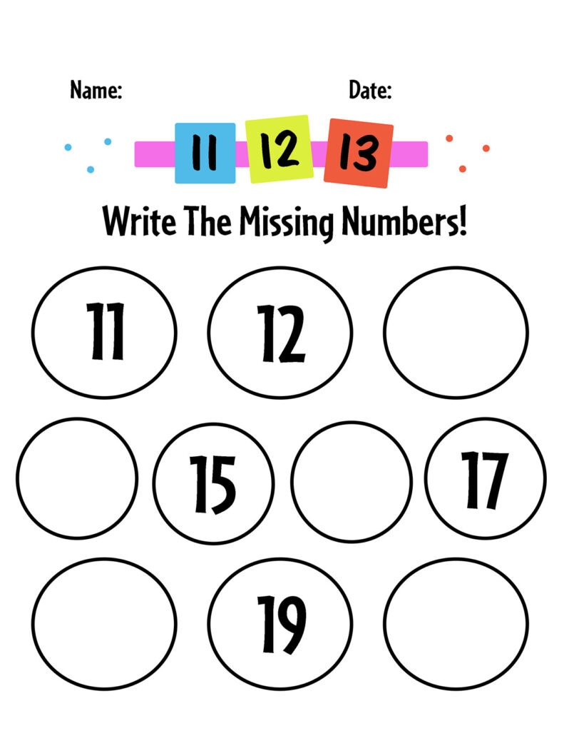 Free Printable Missing Numbers Worksheets 1 20 The Hollydog Blog