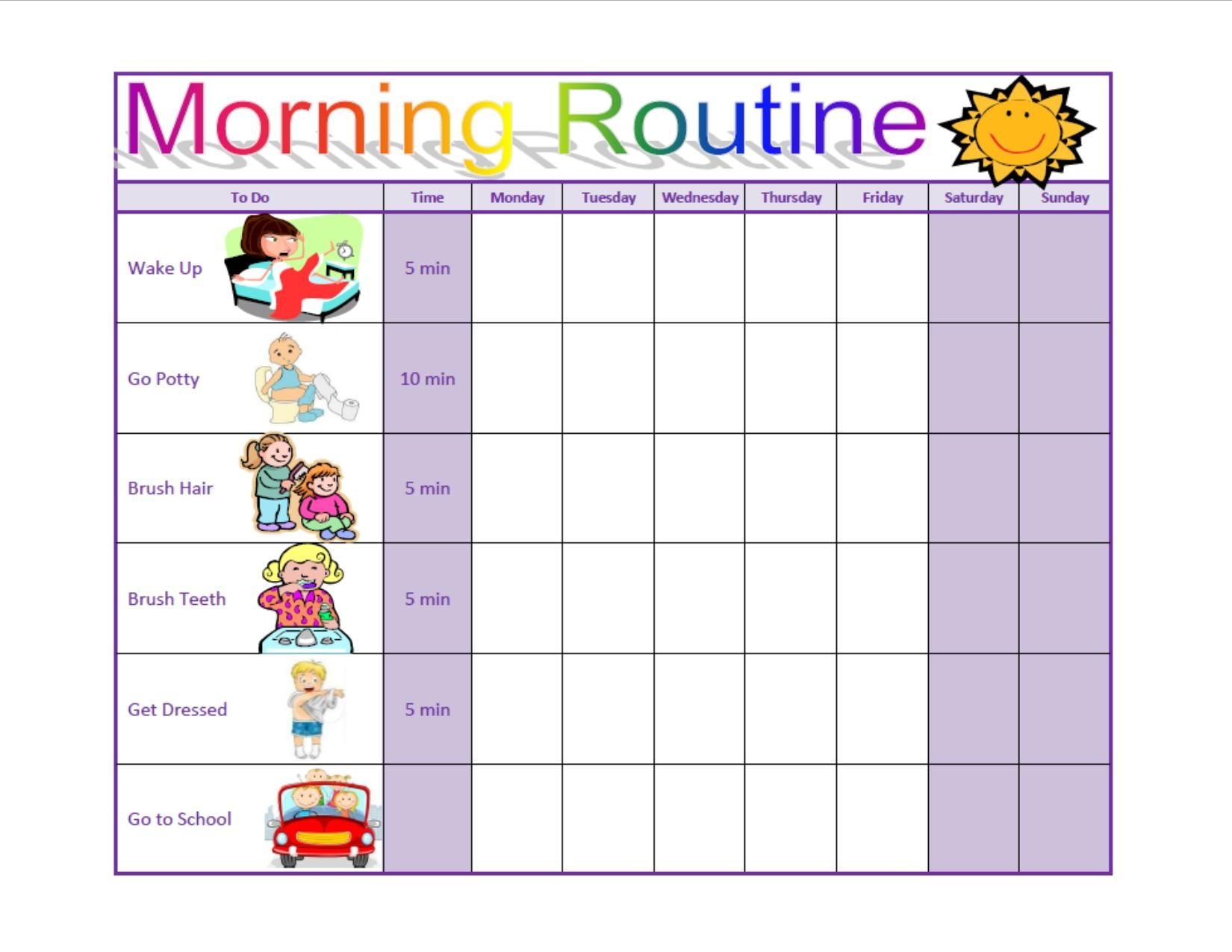 Free Printable Morning And Evening Routine Charts