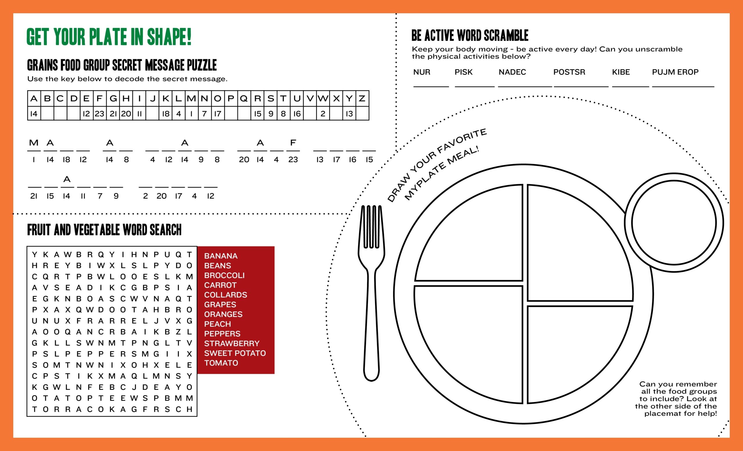 myplate printable activities