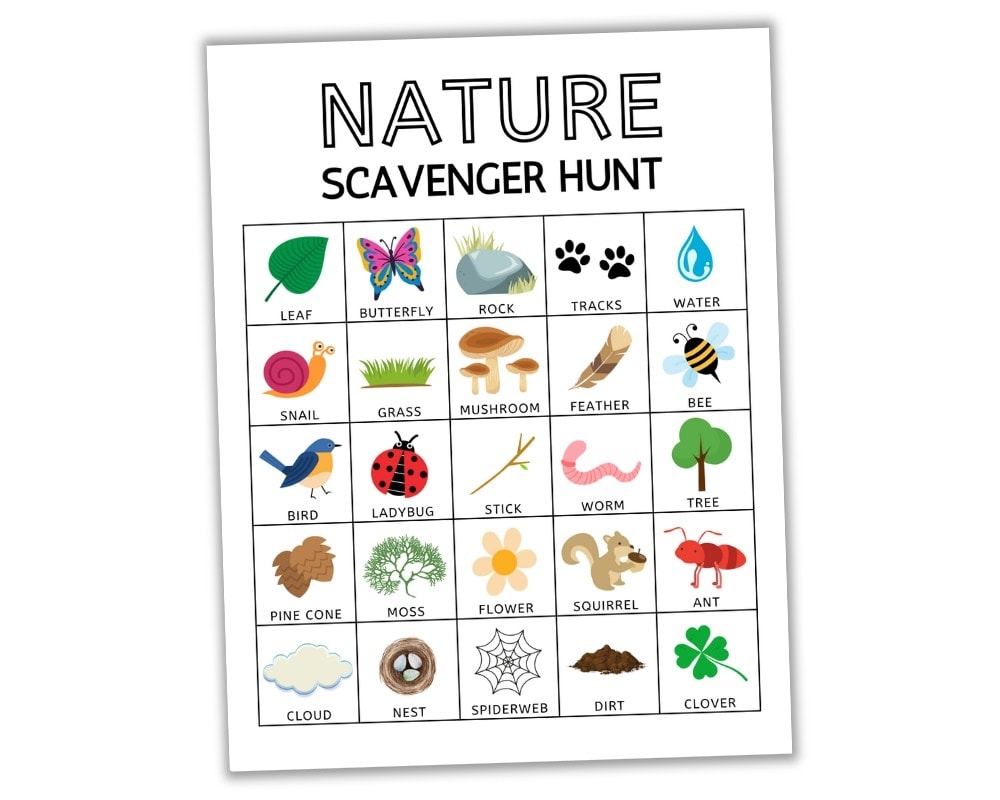 free printable nature scavenger hunt with pictures