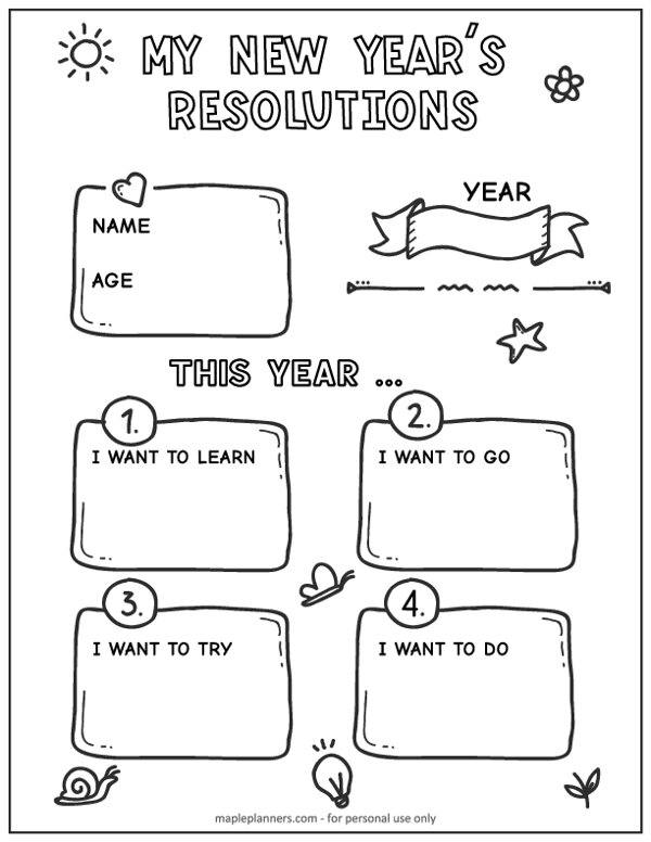 Free Printable New Year S Resolutions Activity Sheet Vrogue co