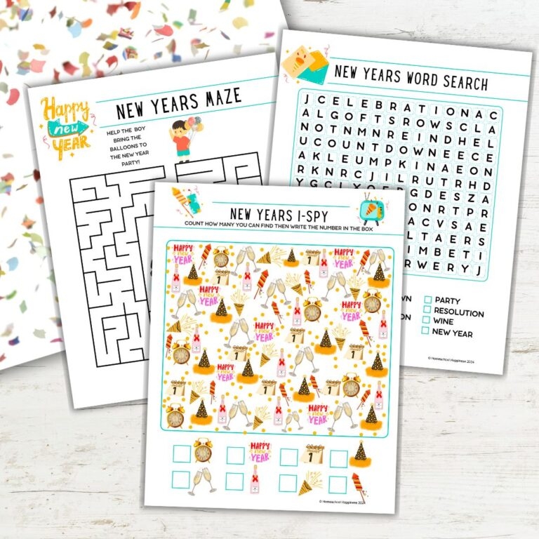 Free Printable New Years Activities For Homeschool Kids